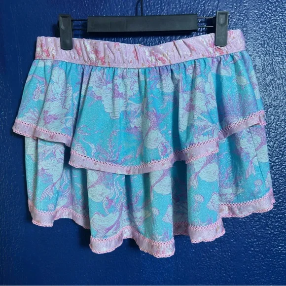 LoveShackFancy x Hurley Under The Sea cover up bathingsuit Tiered Ruffle Skirt - Picture 6 of 9